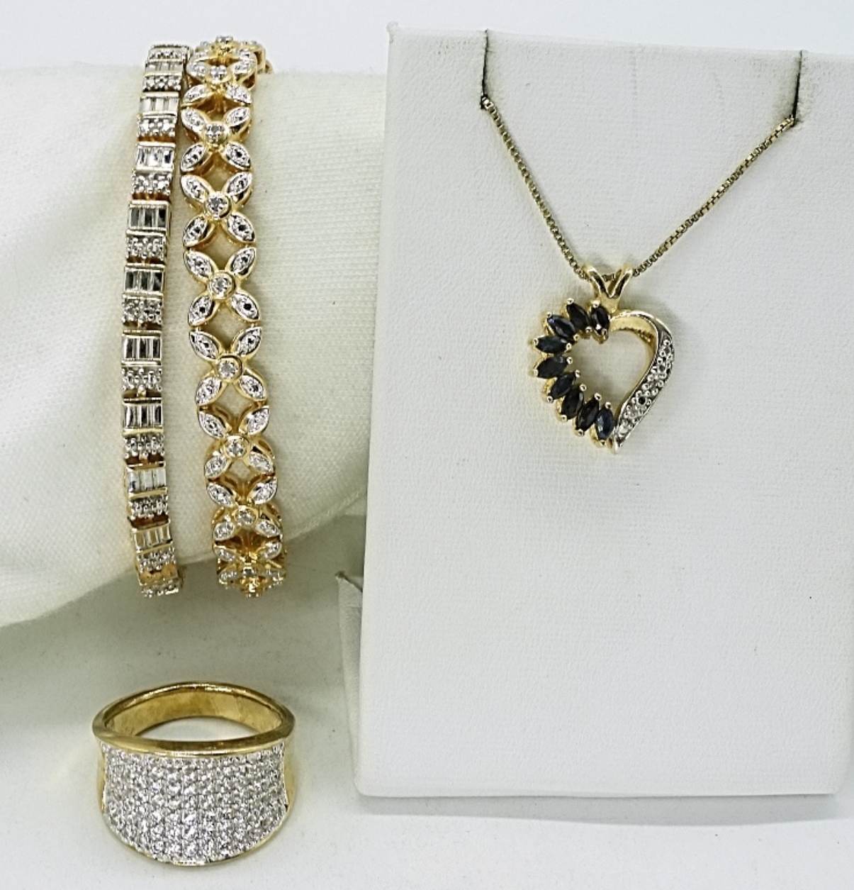 Gold Tone Sterling Bracelets, Ring & Necklace