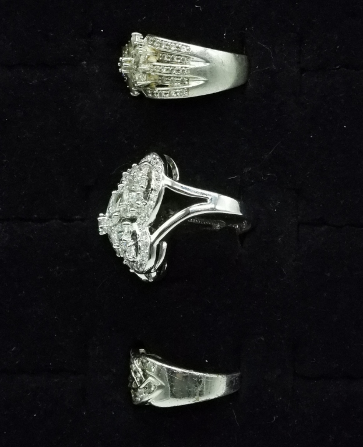 3 Sterling Simulated Diamond Fashion Rings