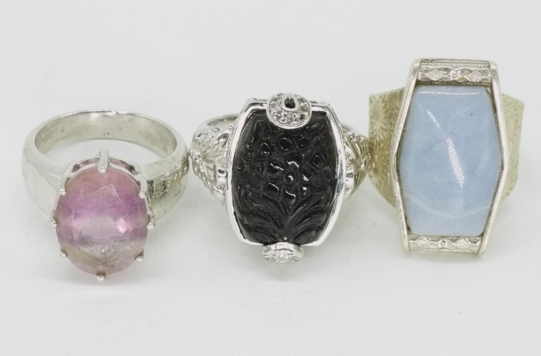 3 Sterling Cocktail Rings