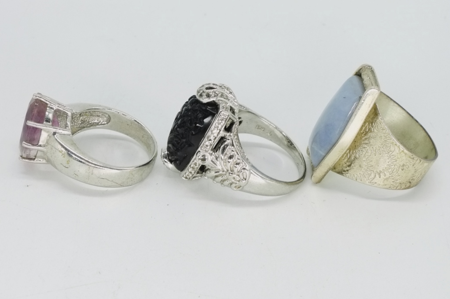 3 Sterling Cocktail Rings