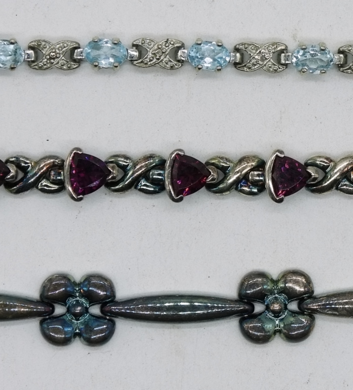 Blue Topaz & Garnet 925 Bracelets