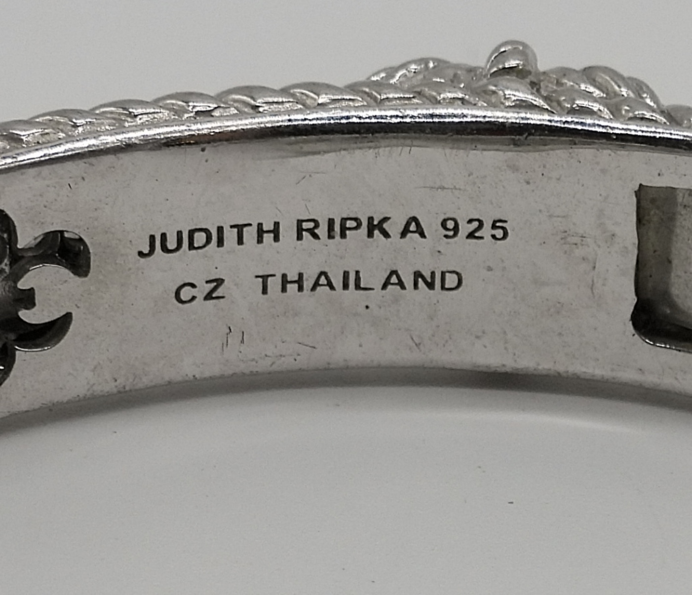 Judith Ripka Sterling Hinged Cuff, CZ Hearts
