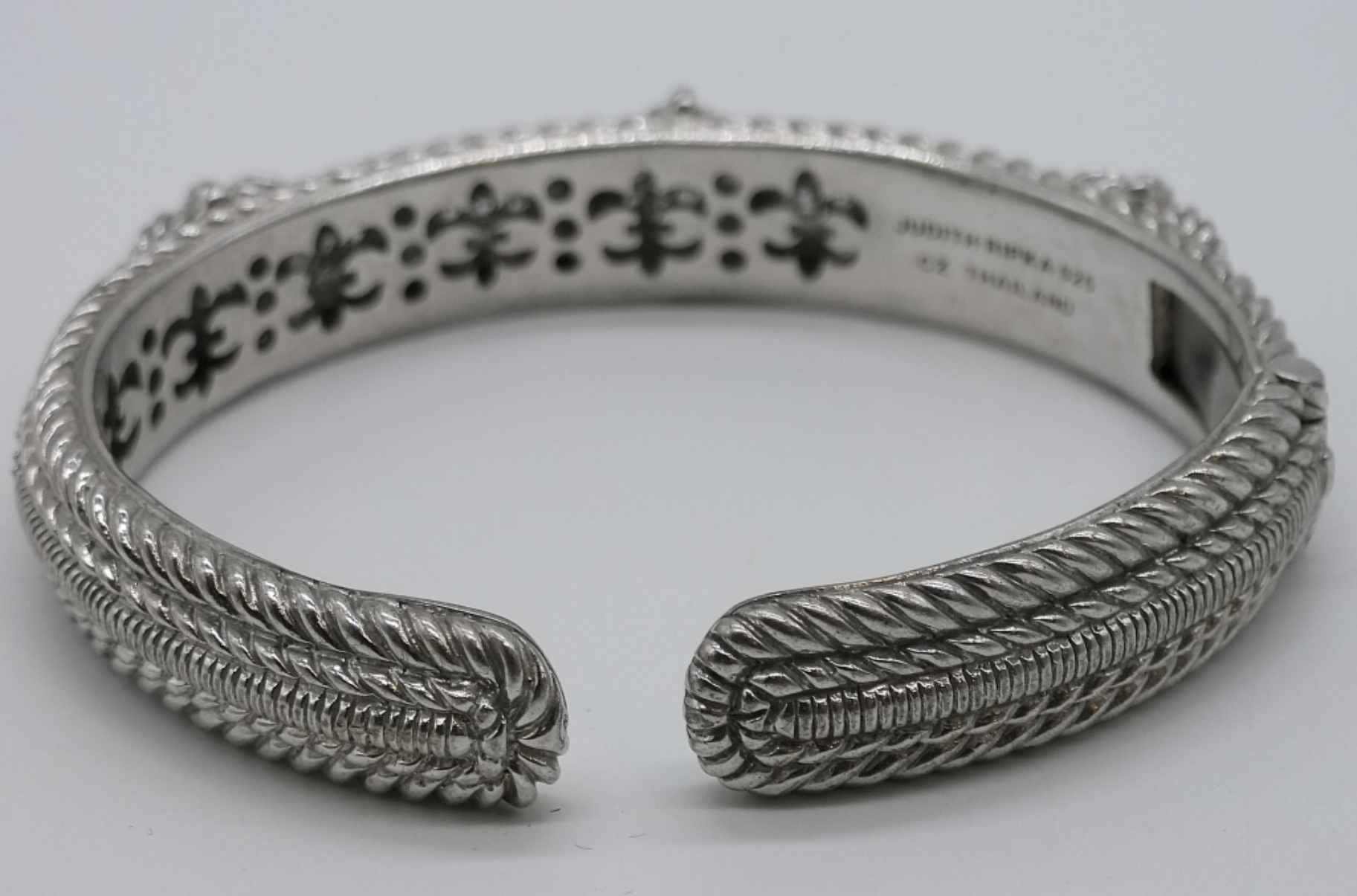 Judith Ripka Sterling Hinged Cuff, CZ Hearts