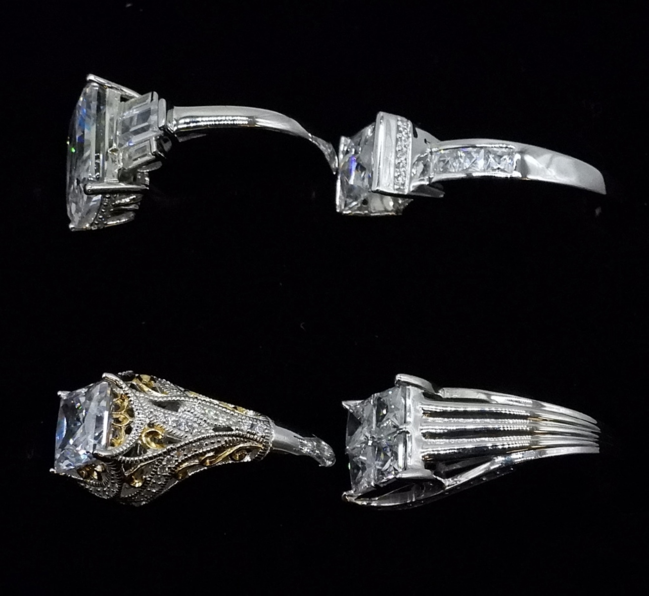 Four Sterling Bridal Style Rings