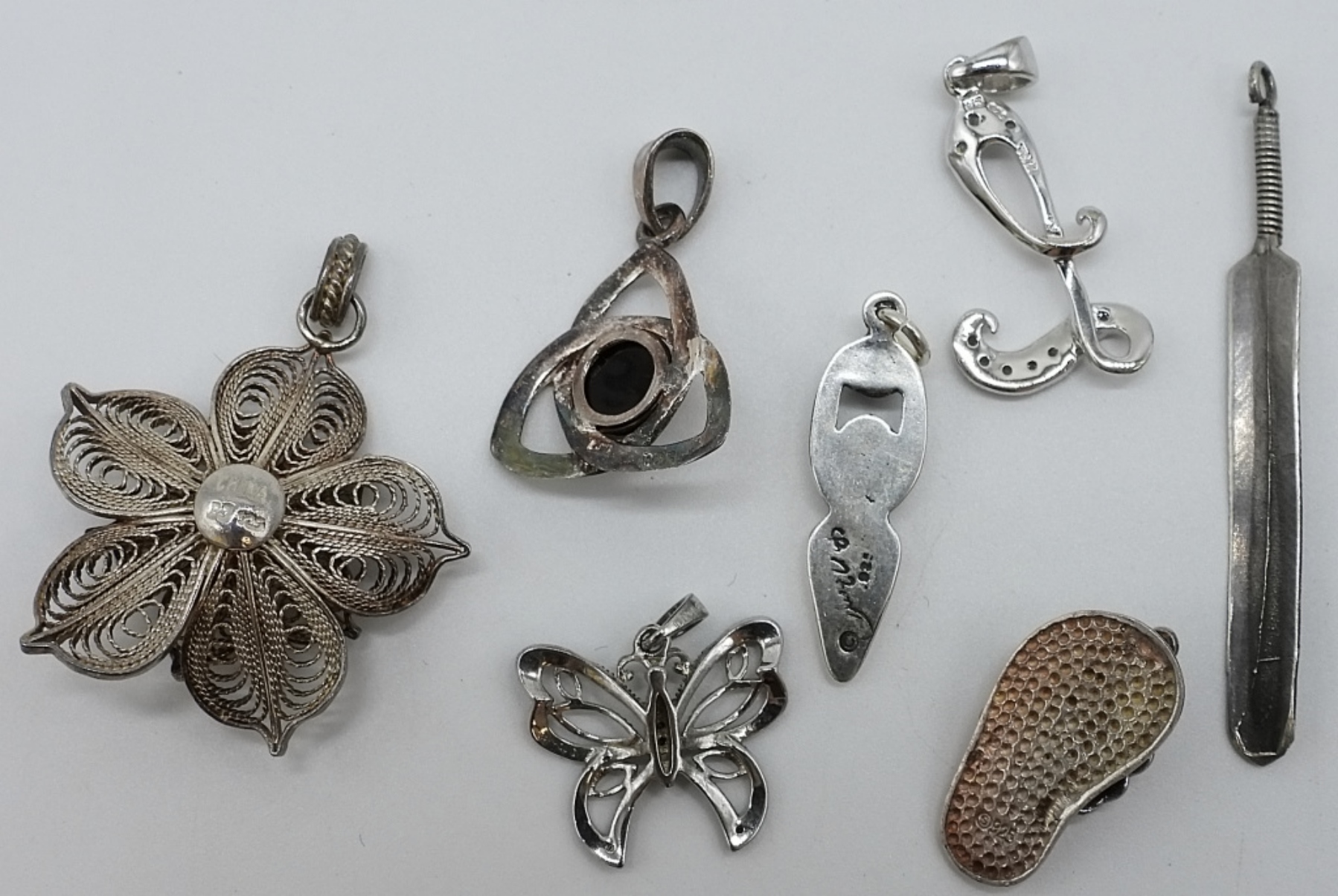 Sterling Silver Pendant Lot, 7 Pieces