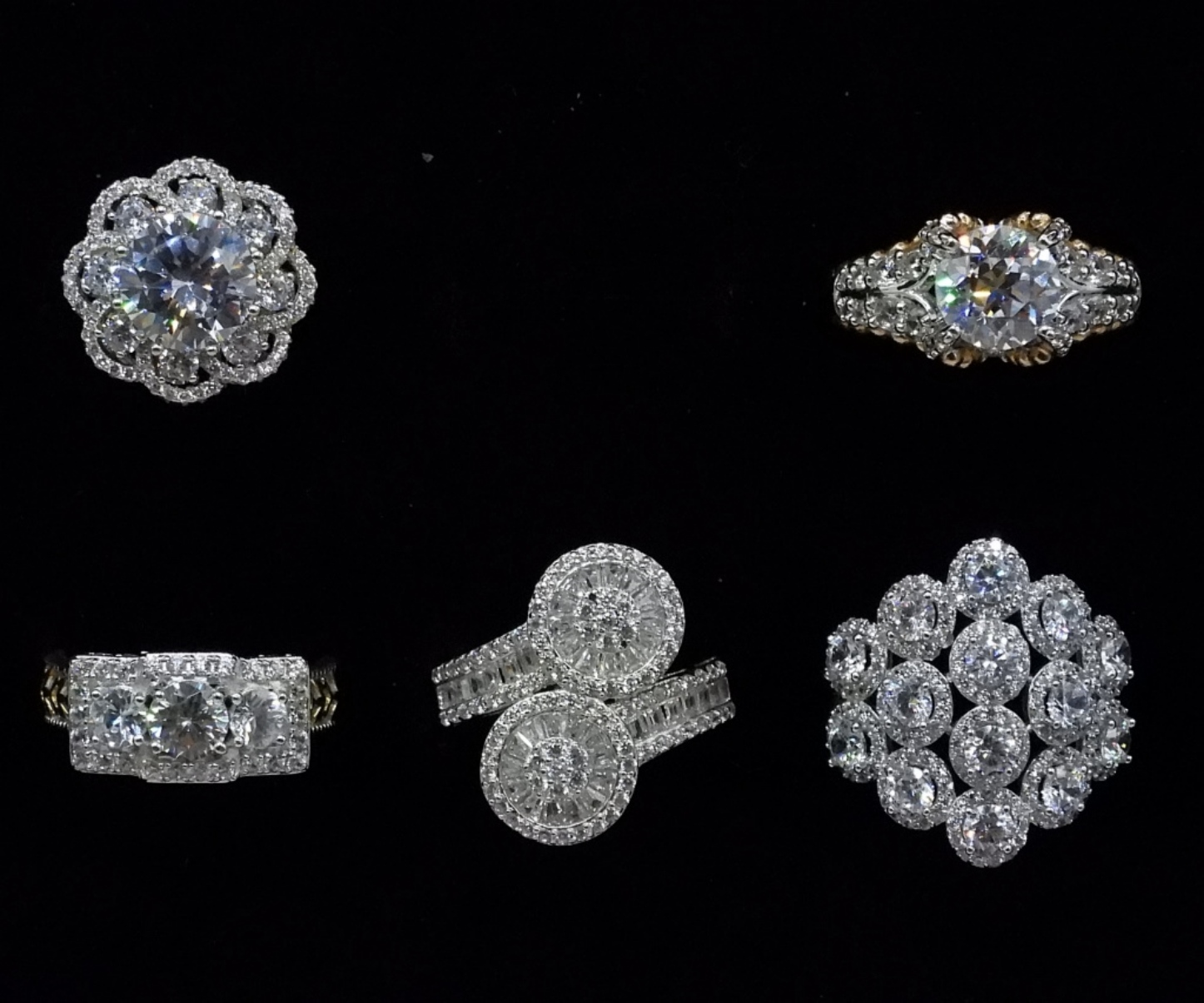 Five Sterling Cocktail Rings
