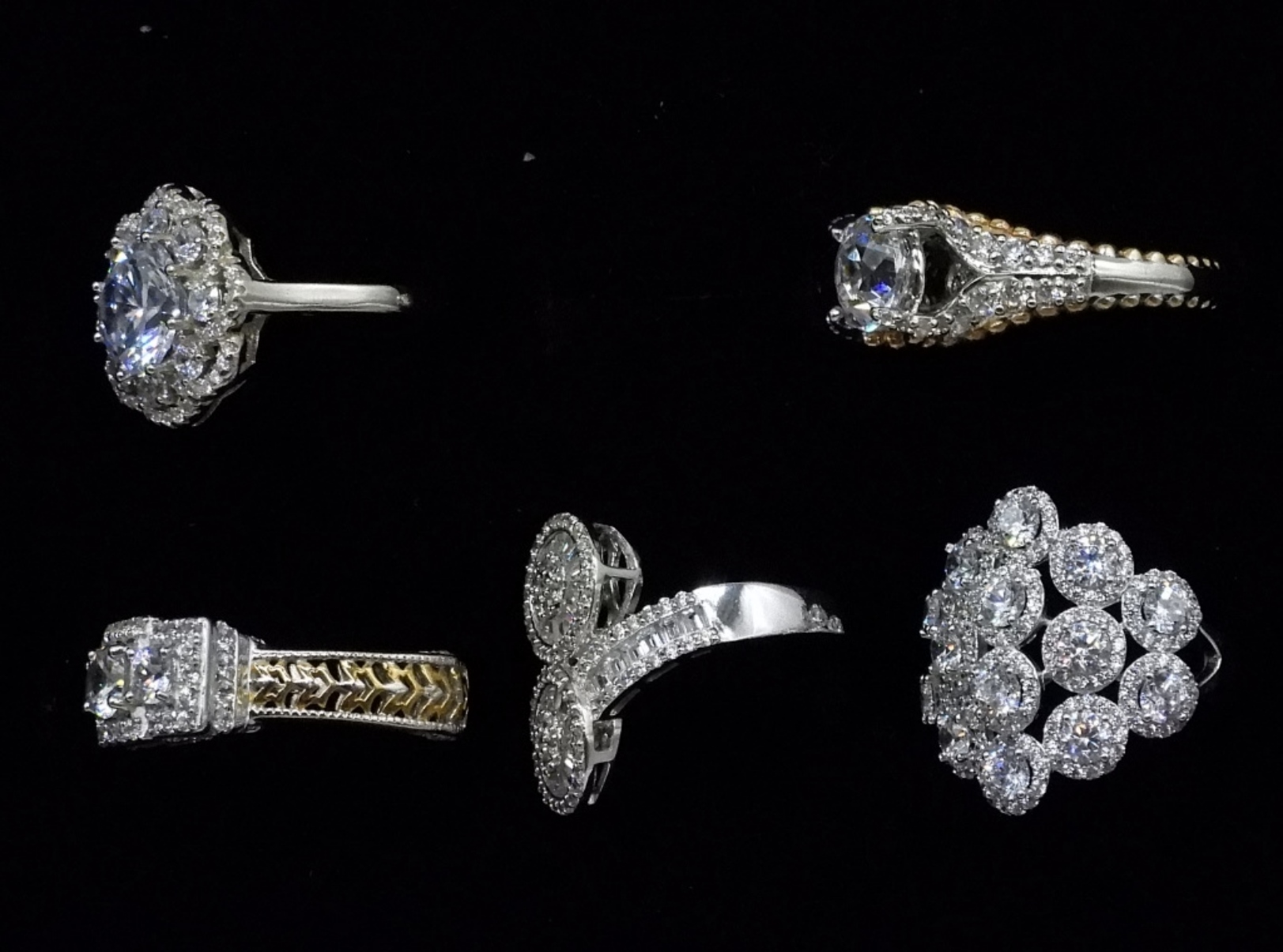 Five Sterling Cocktail Rings