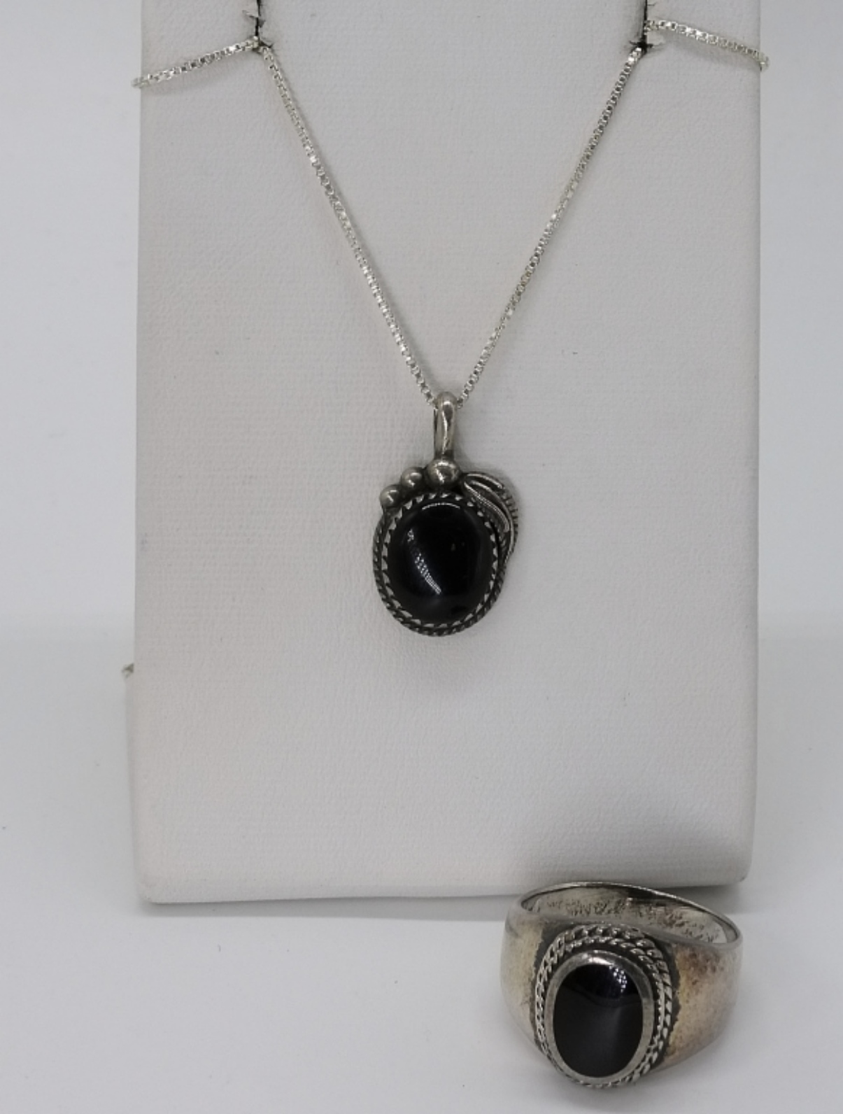 Sterling Black Onyx Necklace & Ring Set
