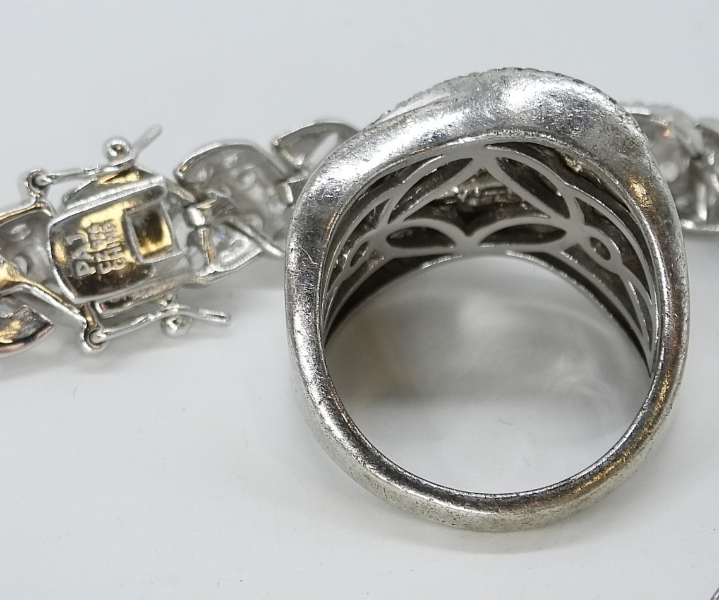Diamond-Like, Sterling Bracelet and Ring