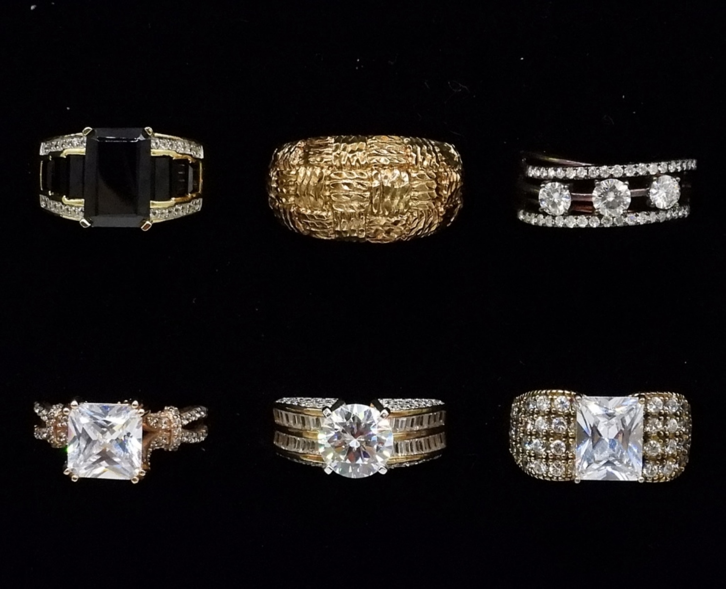 Six Sterling, Gold Tone Fashion Rings