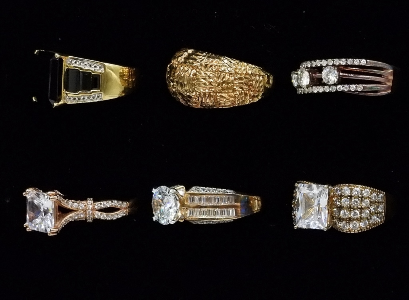 Six Sterling, Gold Tone Fashion Rings
