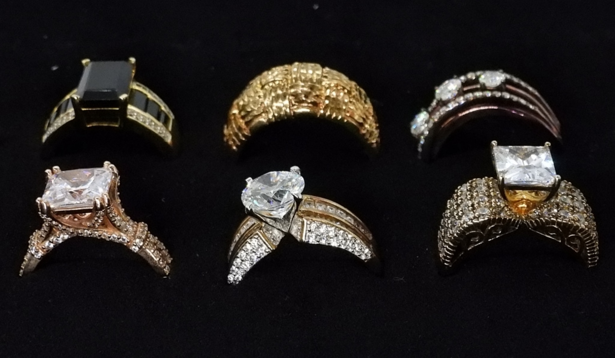 Six Sterling, Gold Tone Fashion Rings