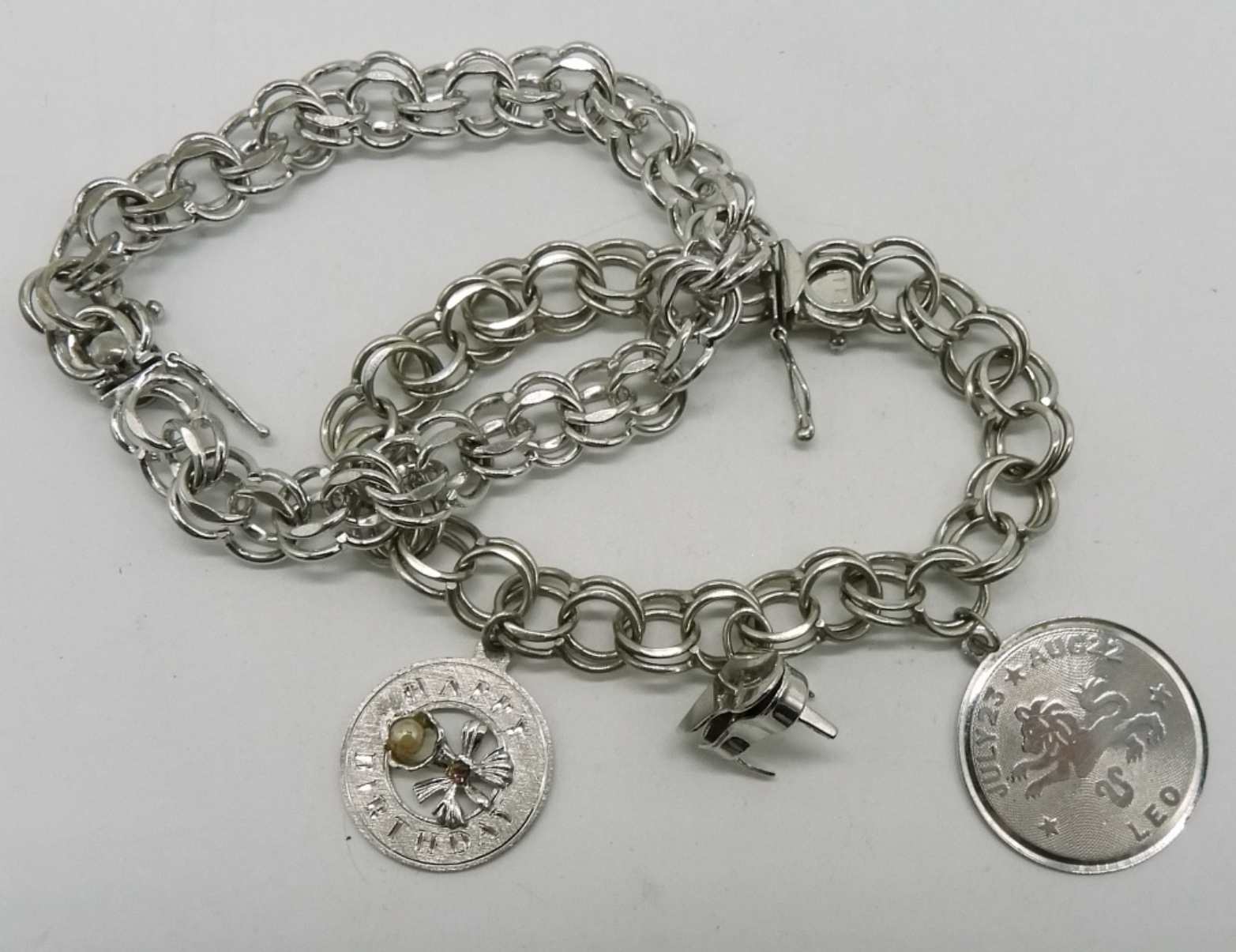 2 Vintage Sterling Charm Bracelets & 3 Charms