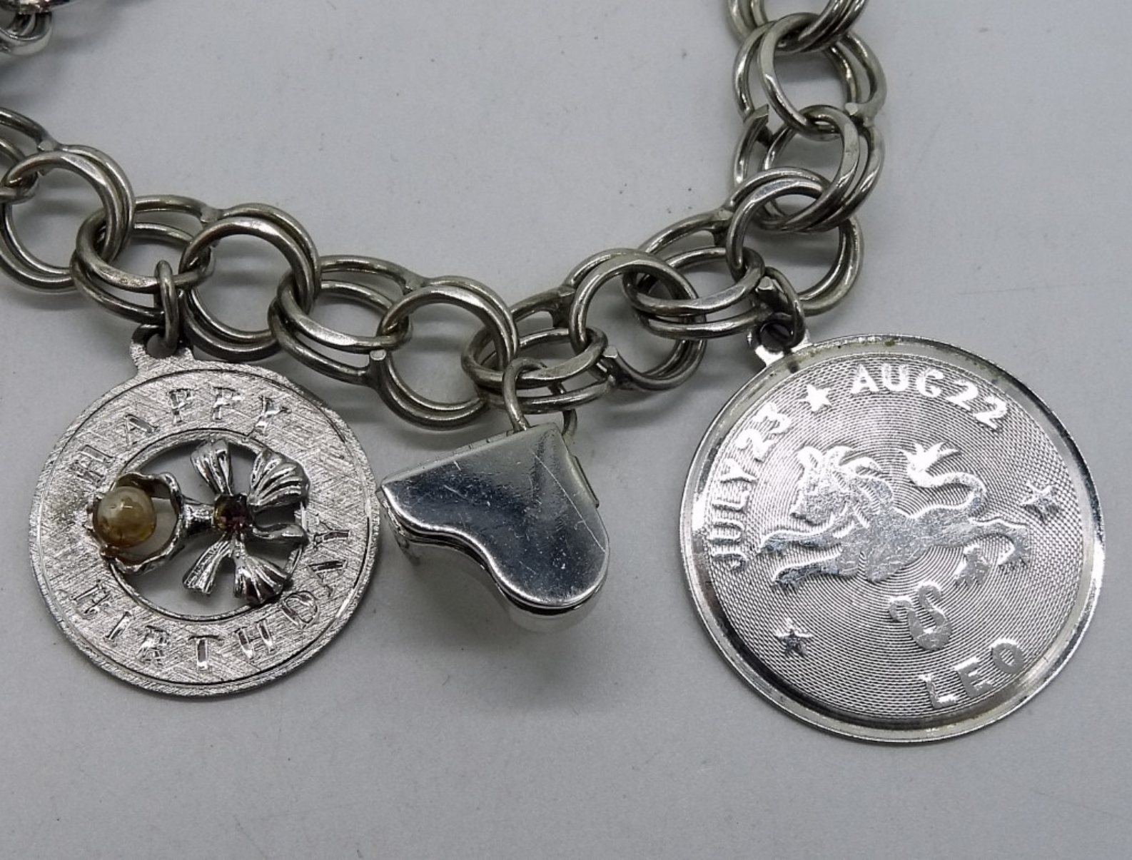 2 Vintage Sterling Charm Bracelets & 3 Charms