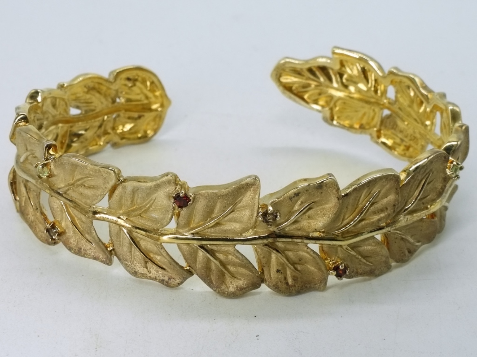 Gold Tone 925 Gemstone Cuff & Earrings