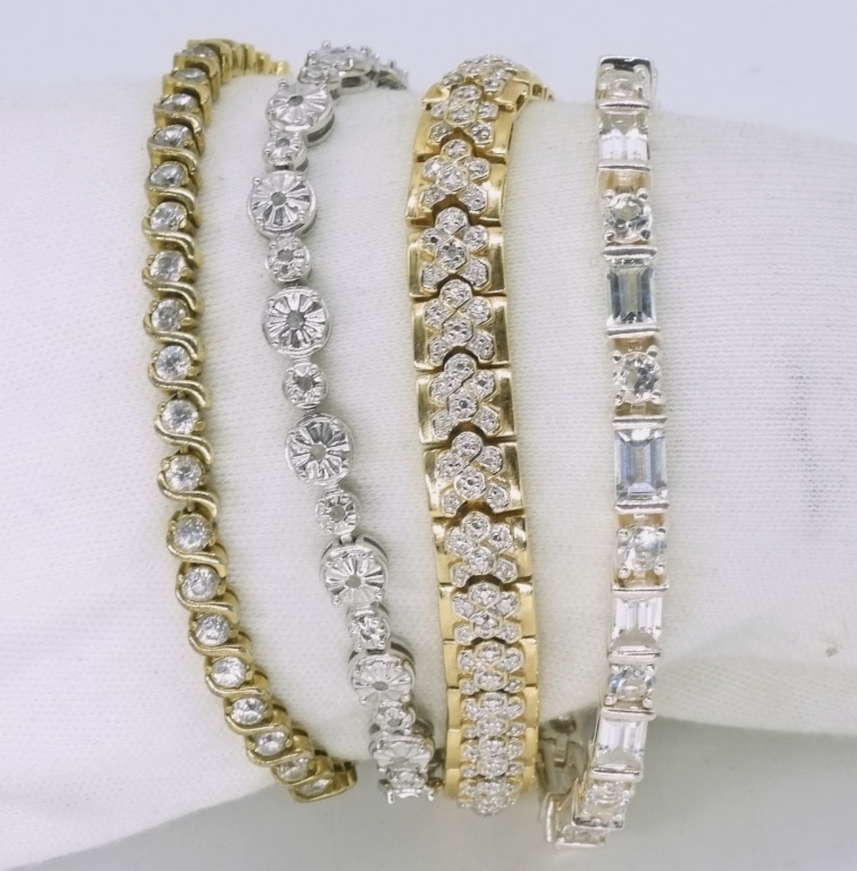 Four Sterling & Gold Tone Tennis Bracelets