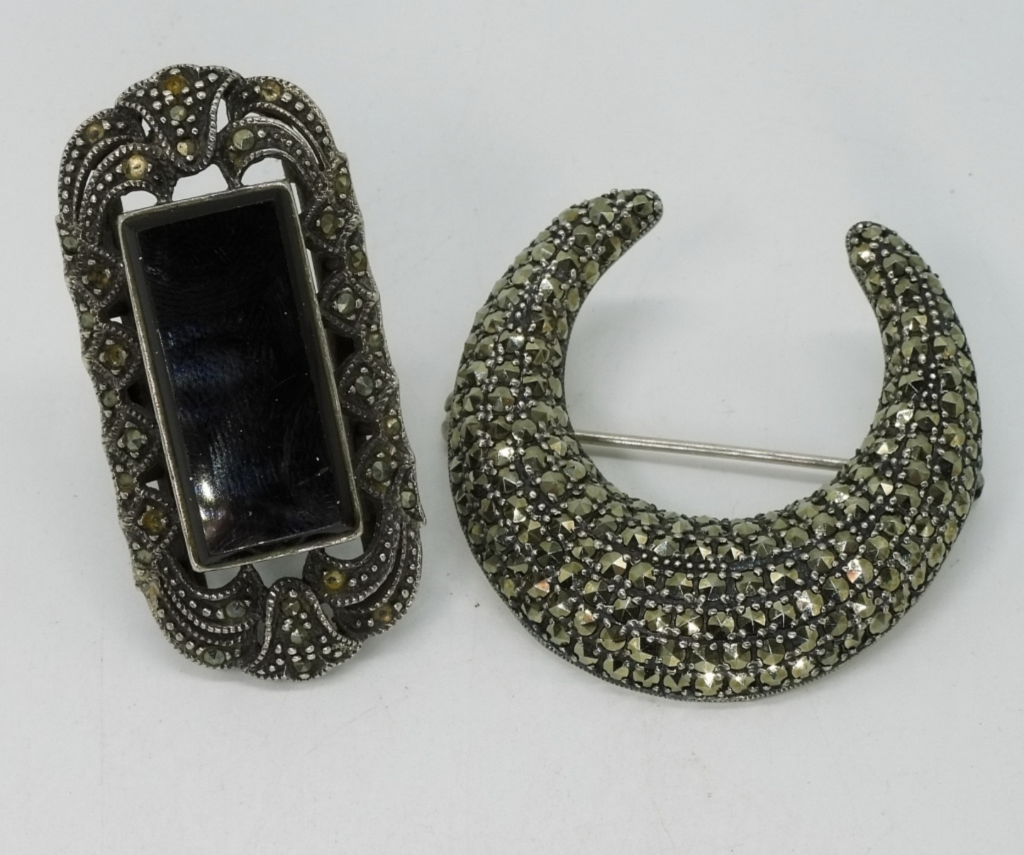 Vintage Marcasite 925 Ring & Brooch