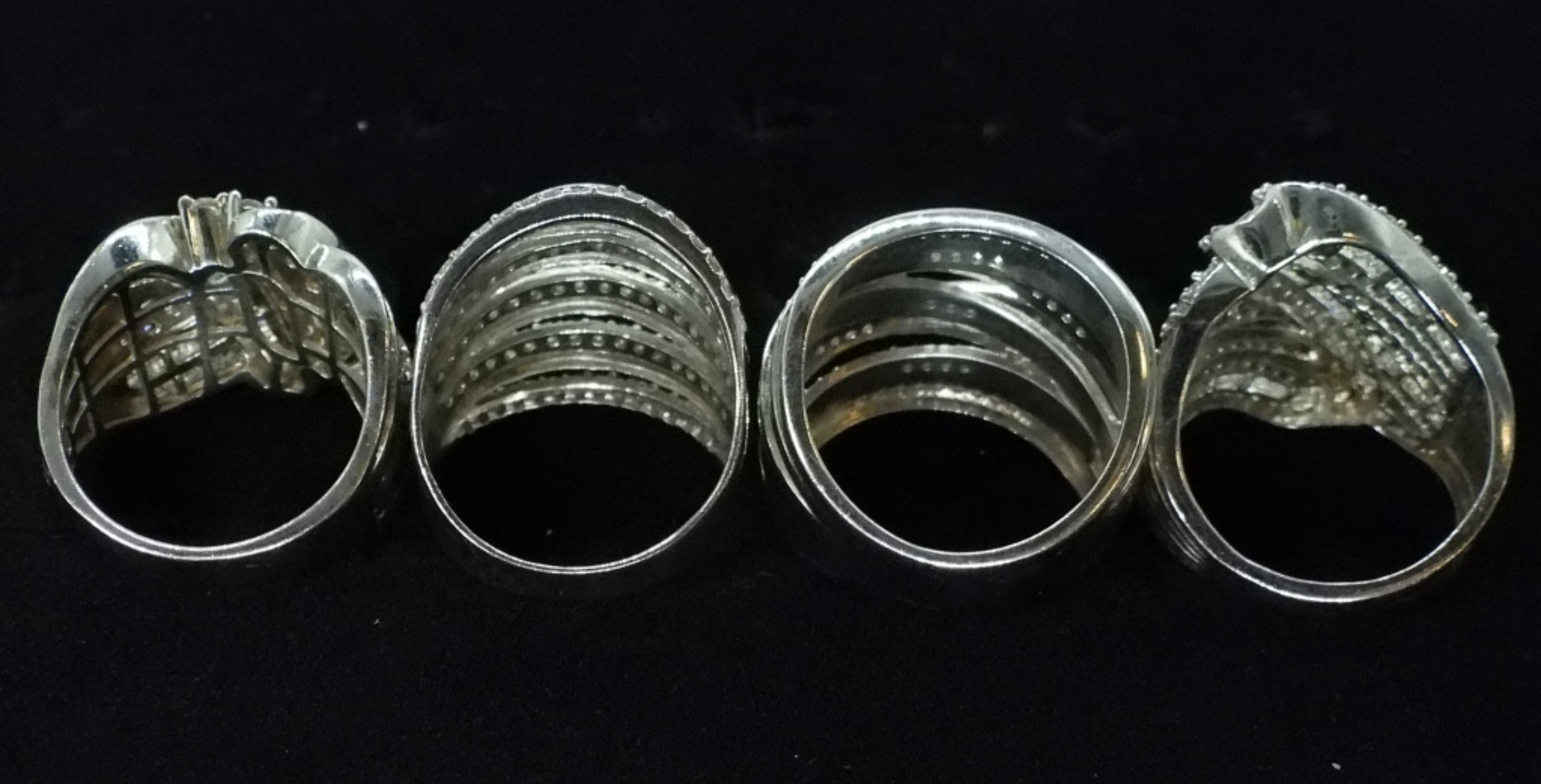 Four Sterling Cocktail Rings