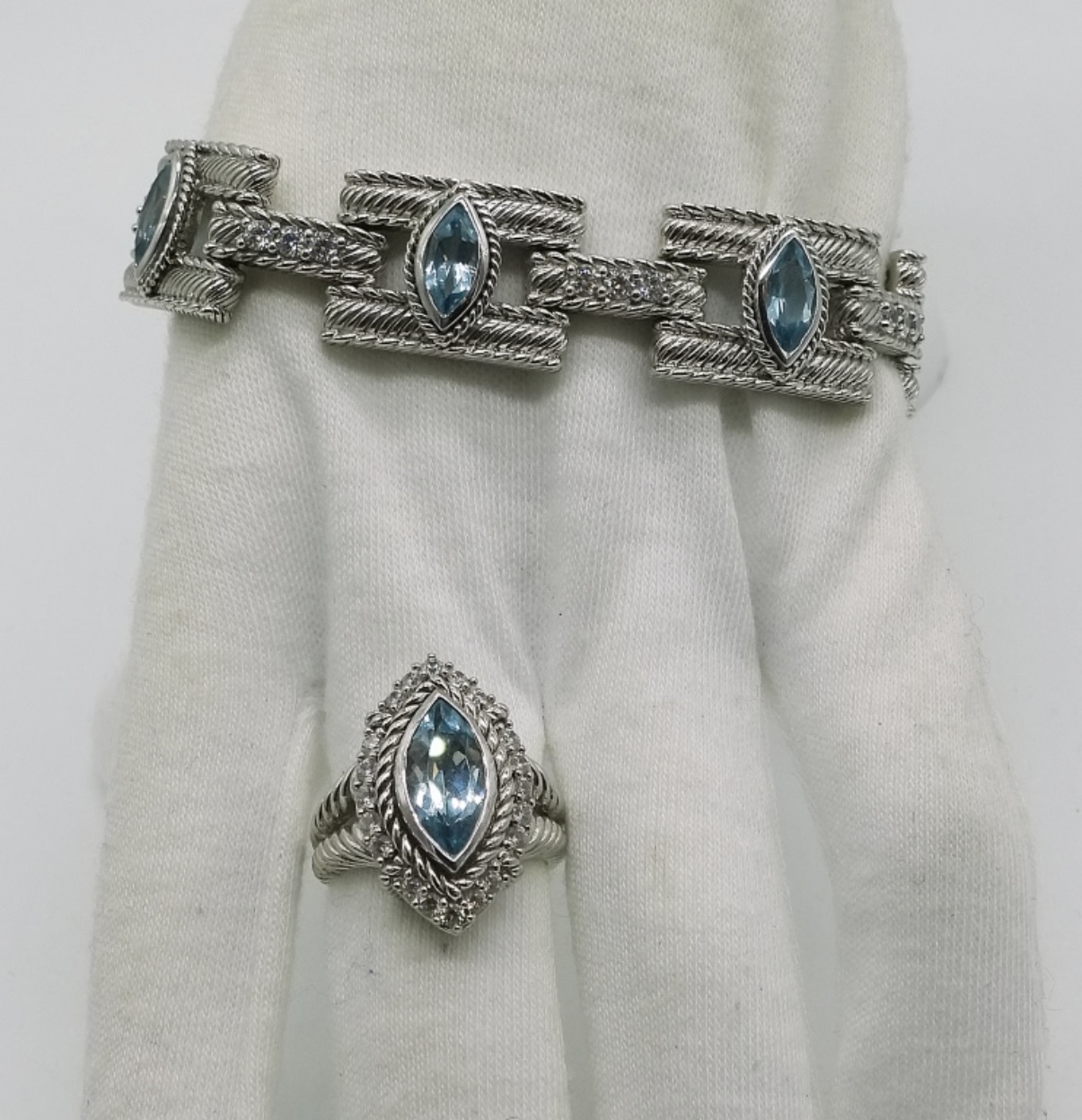 Judith Ripka Sterling Blue Topaz Bracelet & Ring