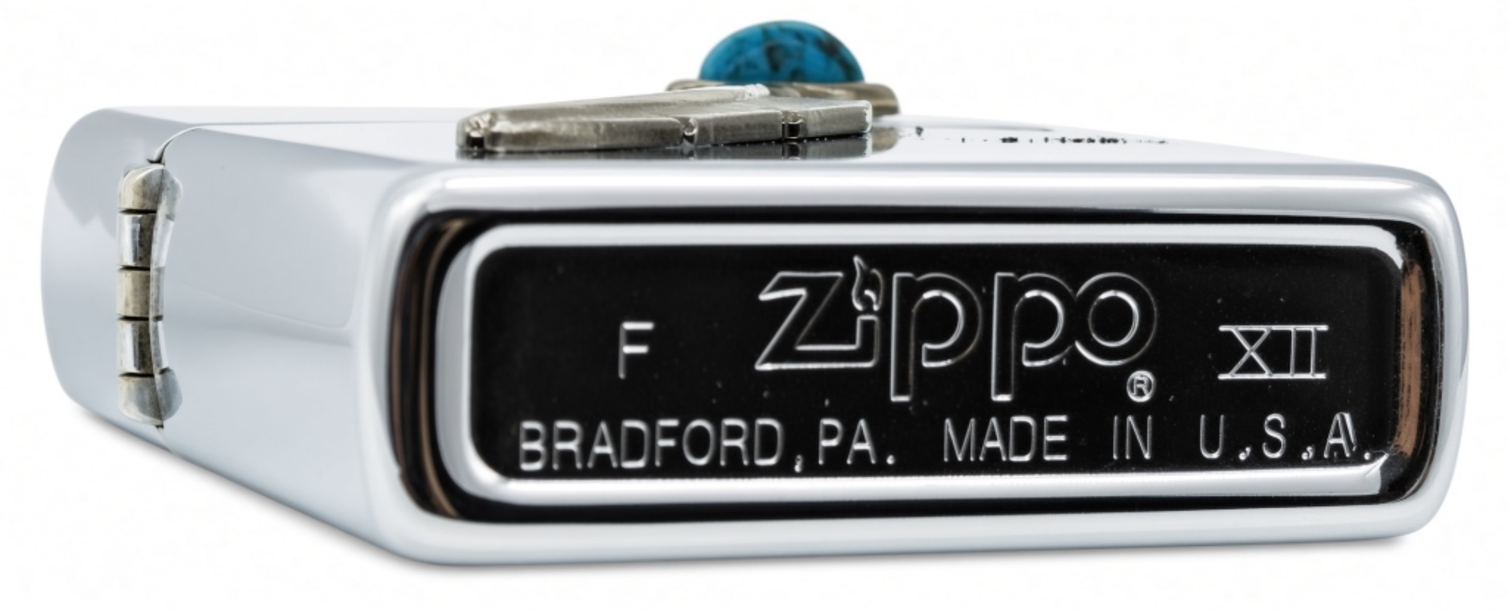 Zippo Feather w/ Turquoise Stone Emblem Lighter