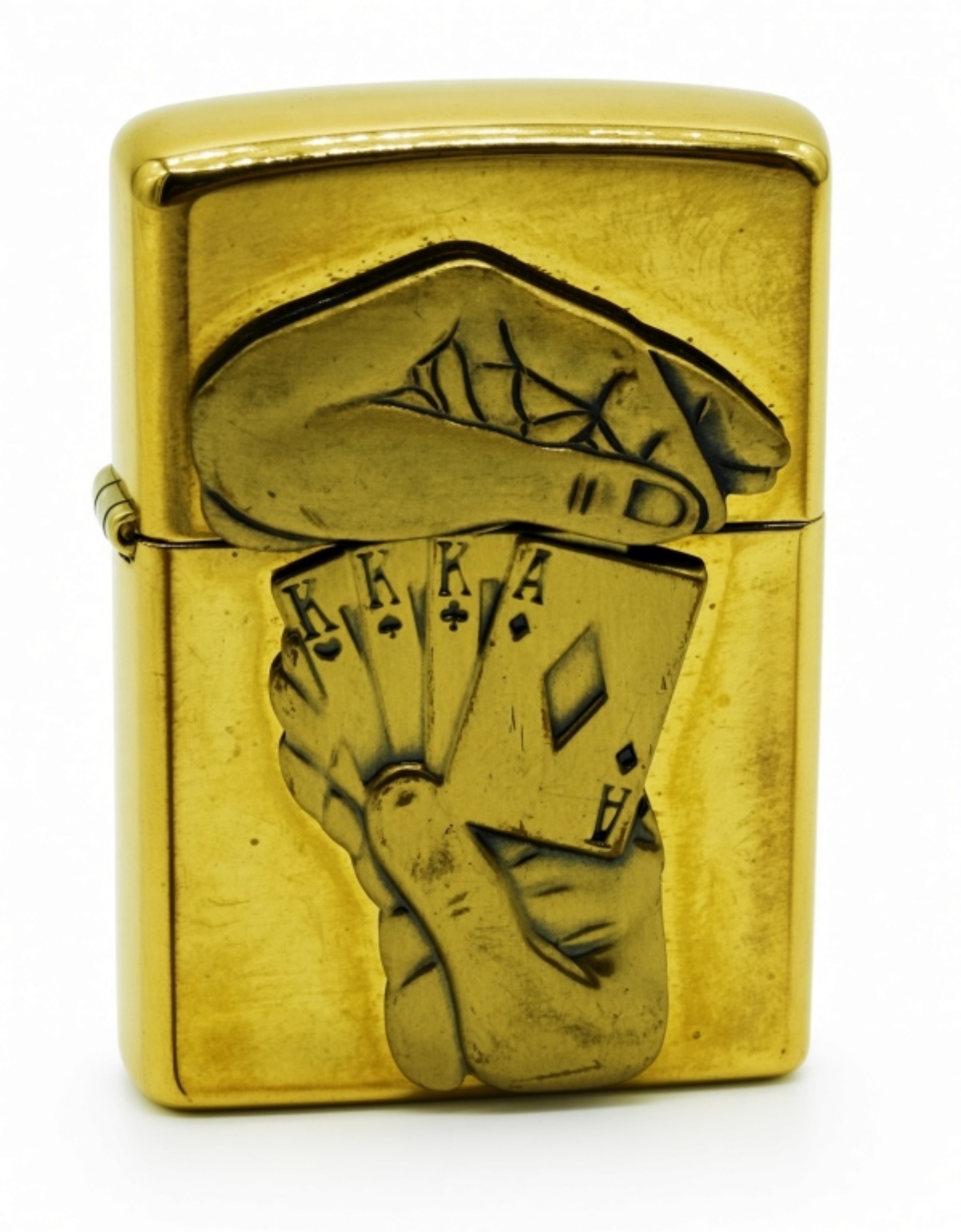 1997 Zippo Poker Hand High Polish Brass Lighter