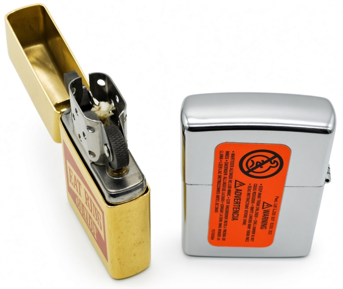 2004/2013 Zippo Pair - Eat Ride Sleep & Plain Chro