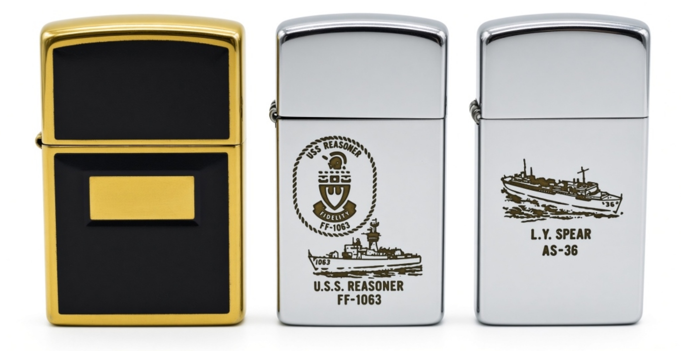 Military Naval Zippo Vintage Lighters (3)