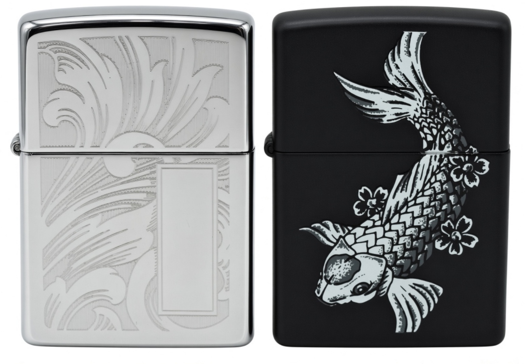 2010 Zippo Lighters, Chrome & Black Matte Pair