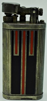 Dunhill Rollagas Lighter, Art Deco Striped Design. This Dunhill lighter features a distinctive 