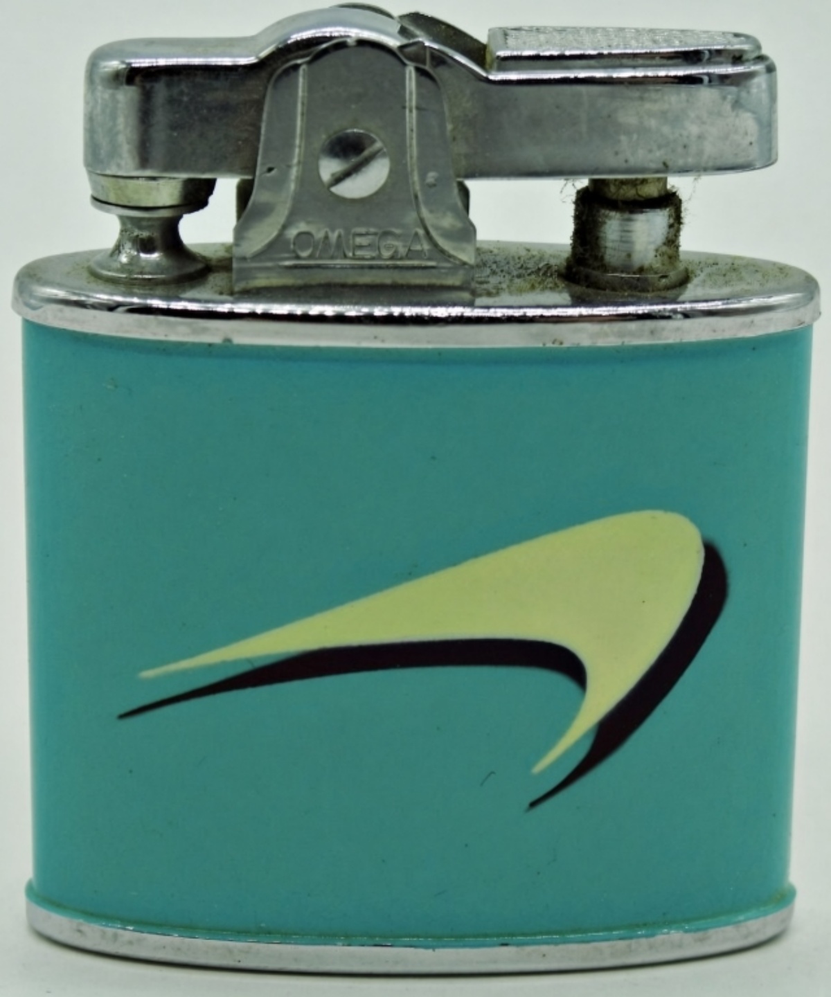 1950s Omega Table Lighter Turquoise w/ Box