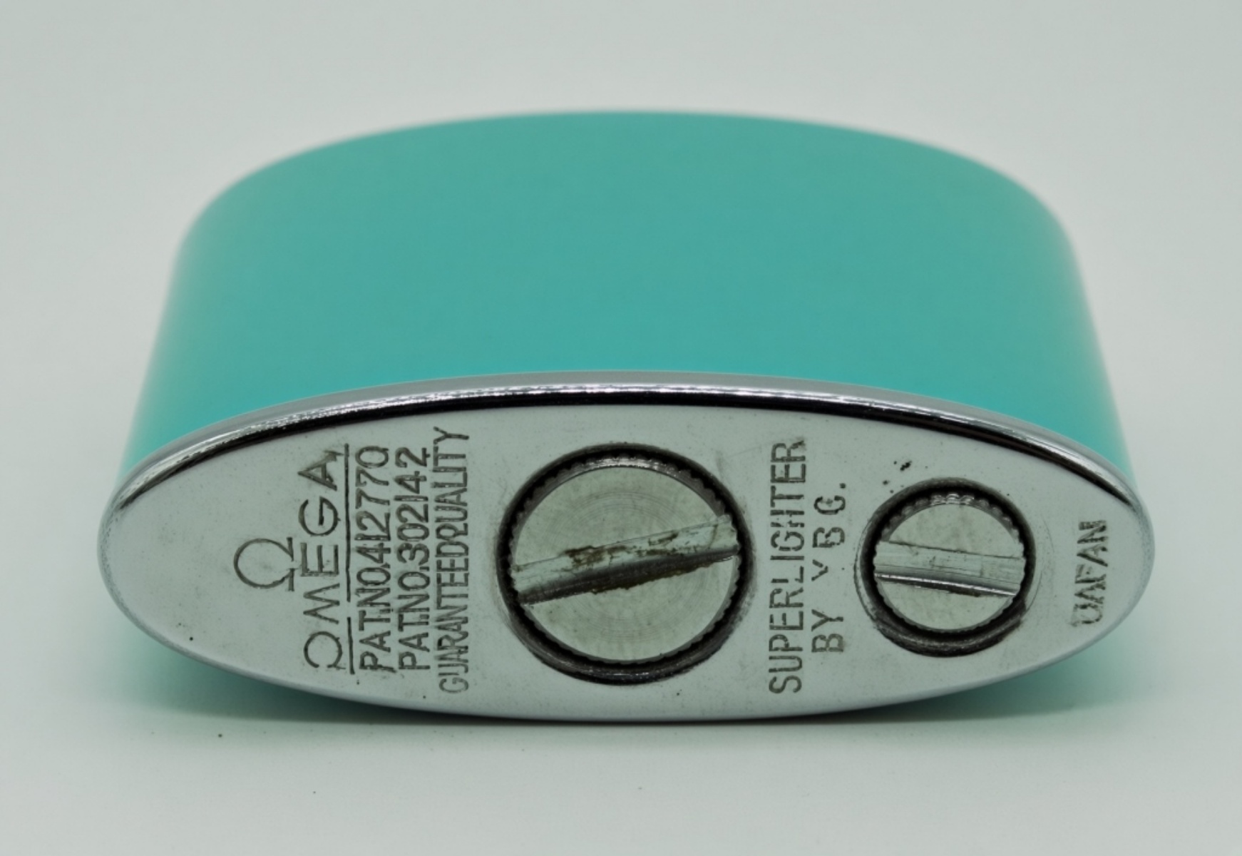 1950s Omega Table Lighter Turquoise w/ Box