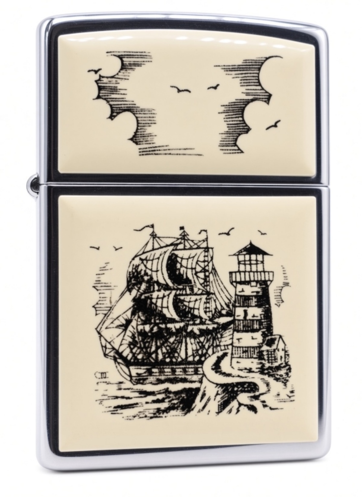 1997 Zippo Sailing Ship Lighthouse Lighter
