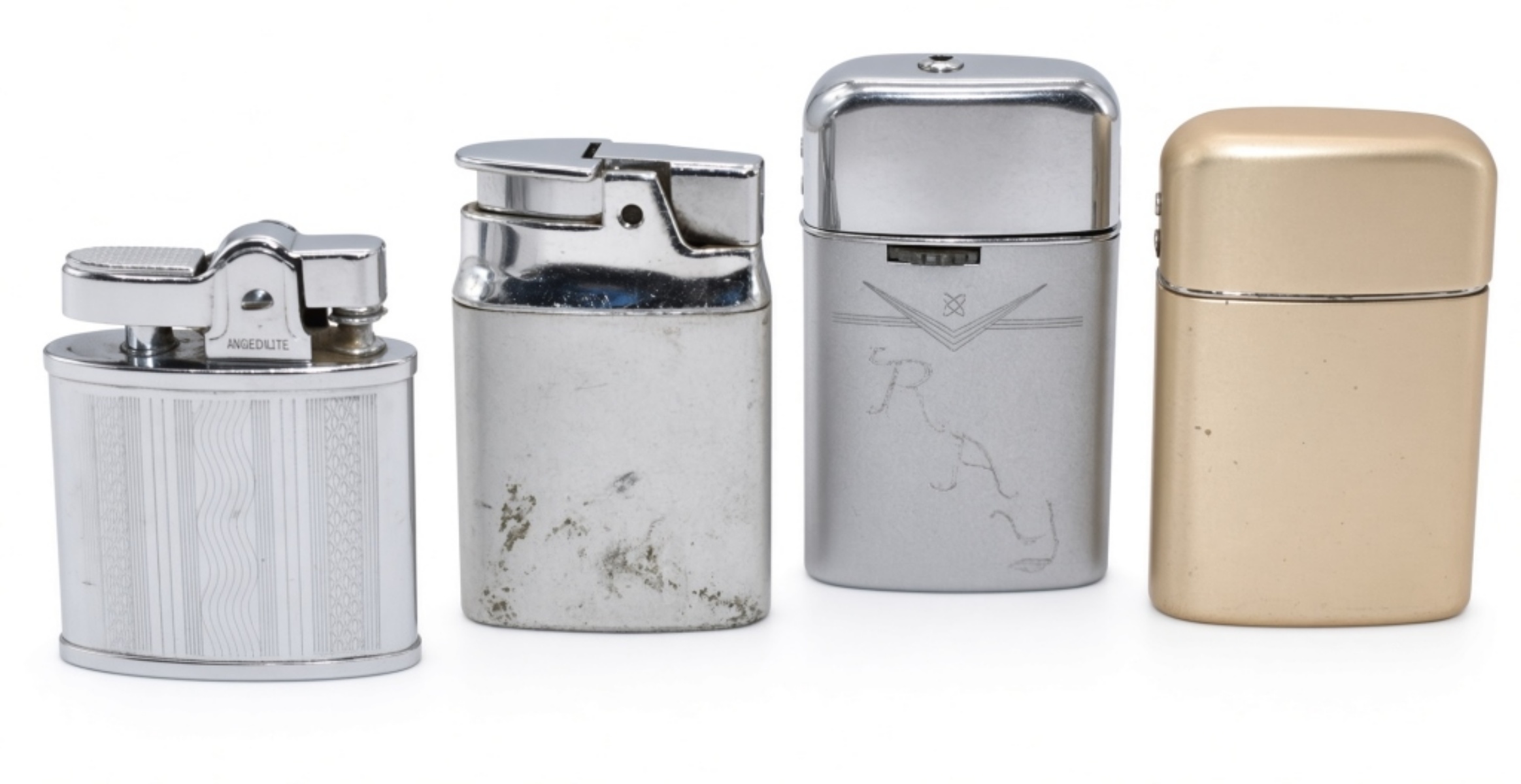 4 Ronson Lighters, Various Models, Fired