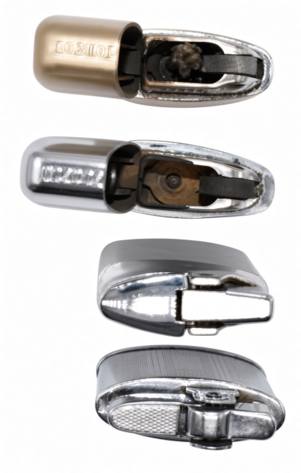 4 Ronson Lighters, Various Models, Fired