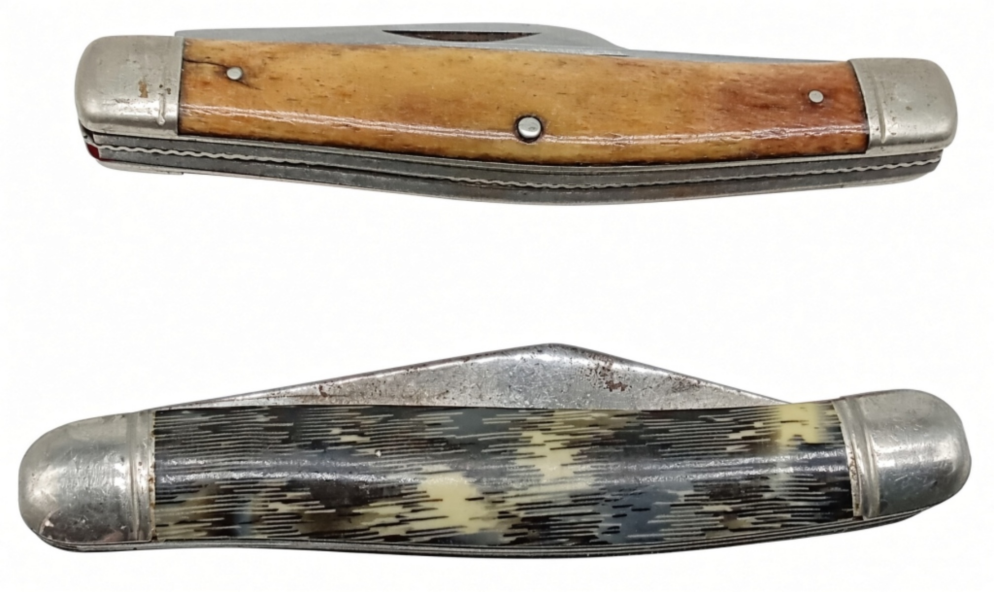 Texas Longhorn & Bone Handle Vtg Knives