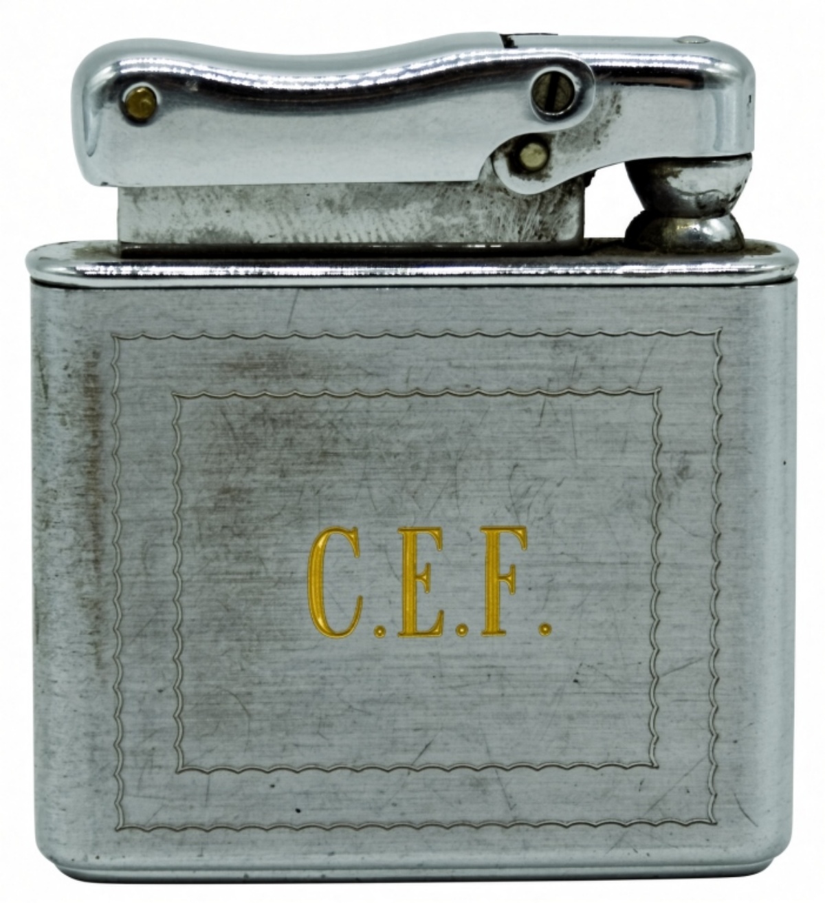 Kreisler Fluid Lighter, Chrome with C.E.F. Initial