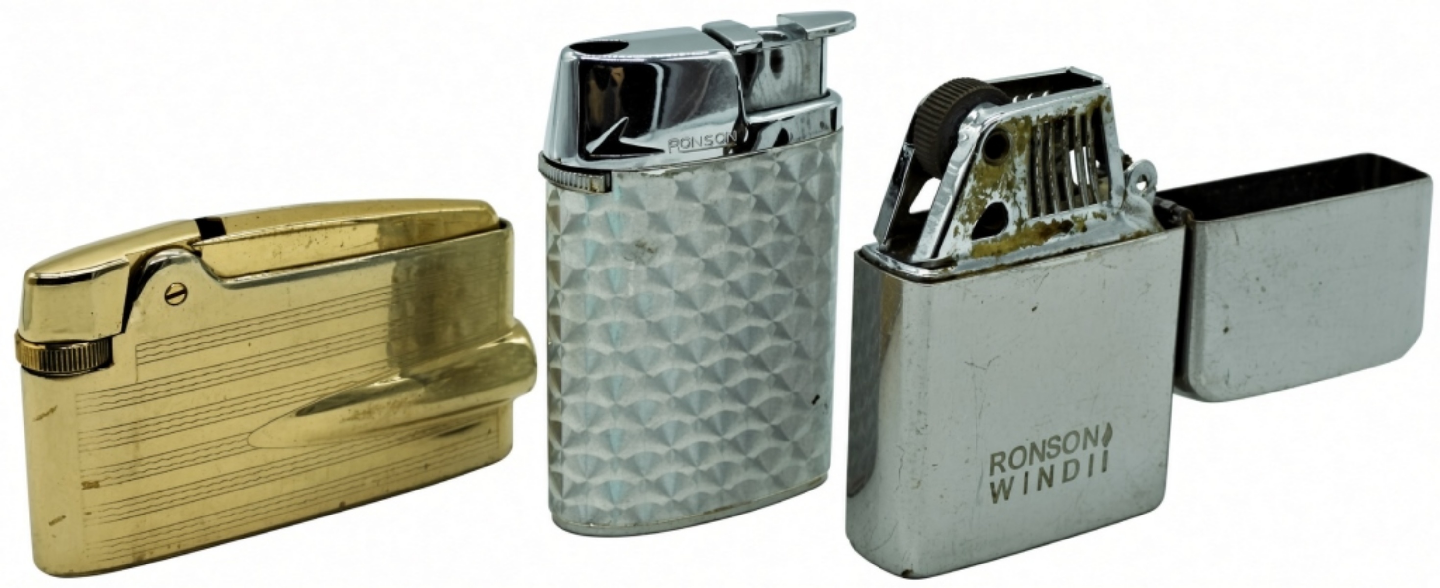 Three Vintage Ronson Lighters Collection