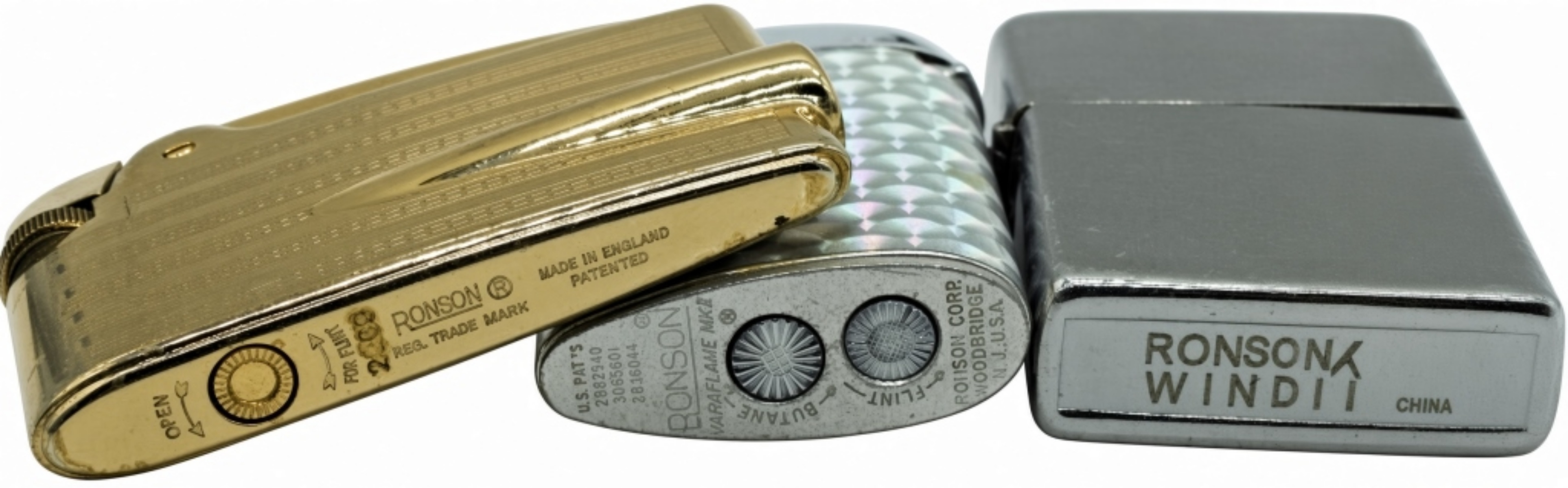 Three Vintage Ronson Lighters Collection