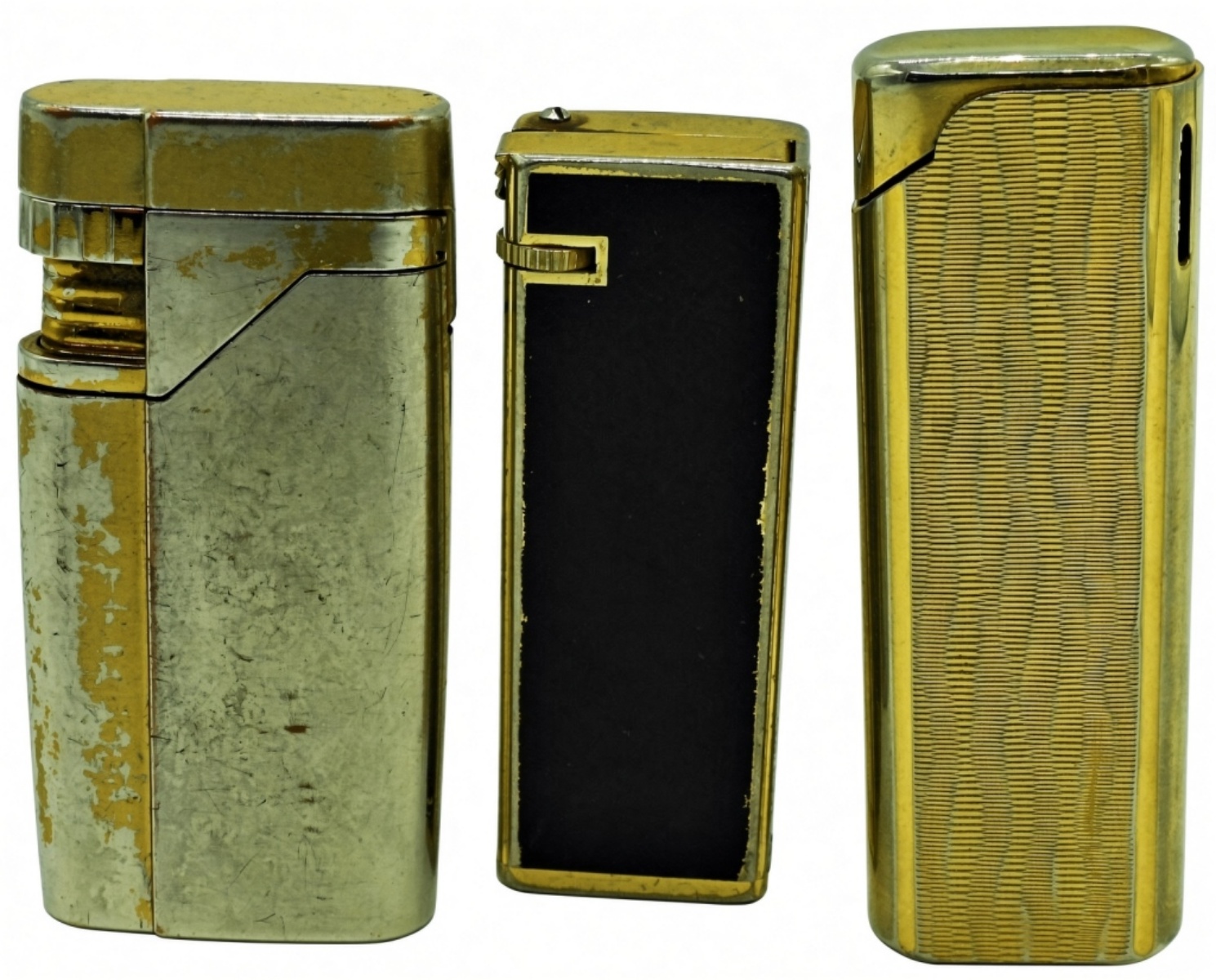 Three Vintage Gold-Tone Butane Lighters