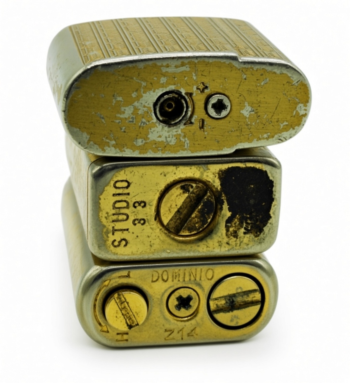 Three Vintage Gold-Tone Butane Lighters
