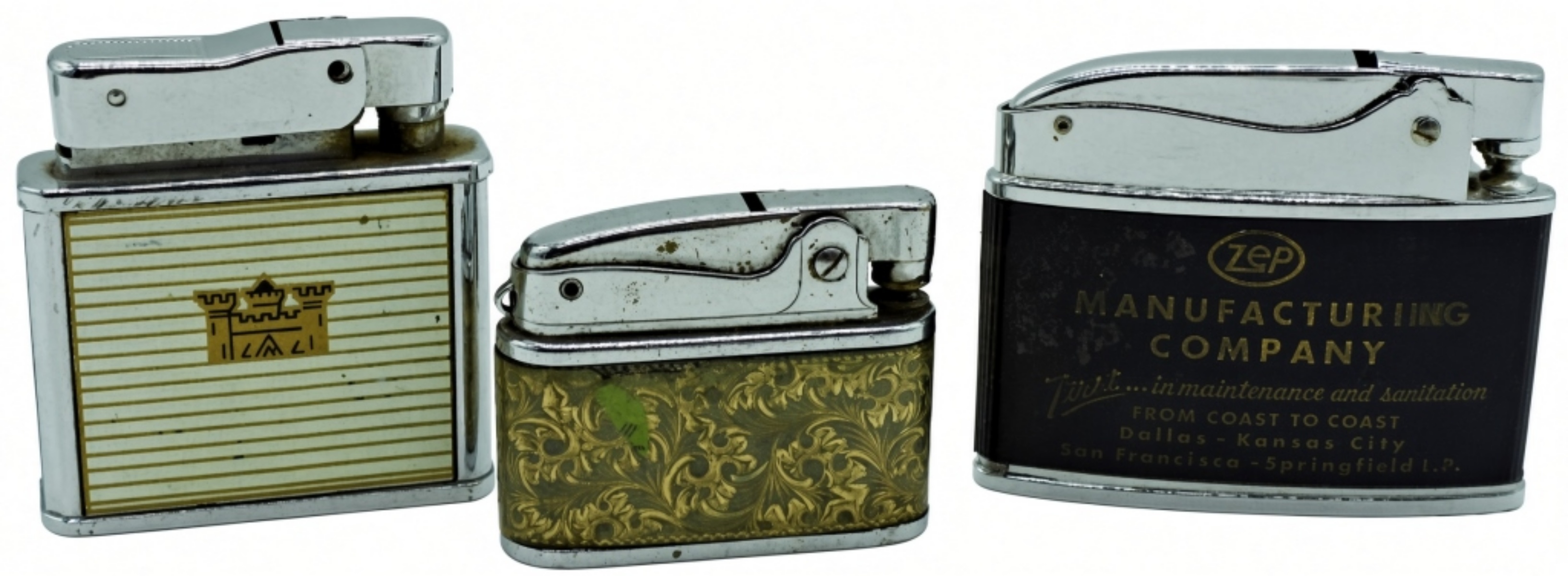 Three Vintage Chrome Table Lighters Lot