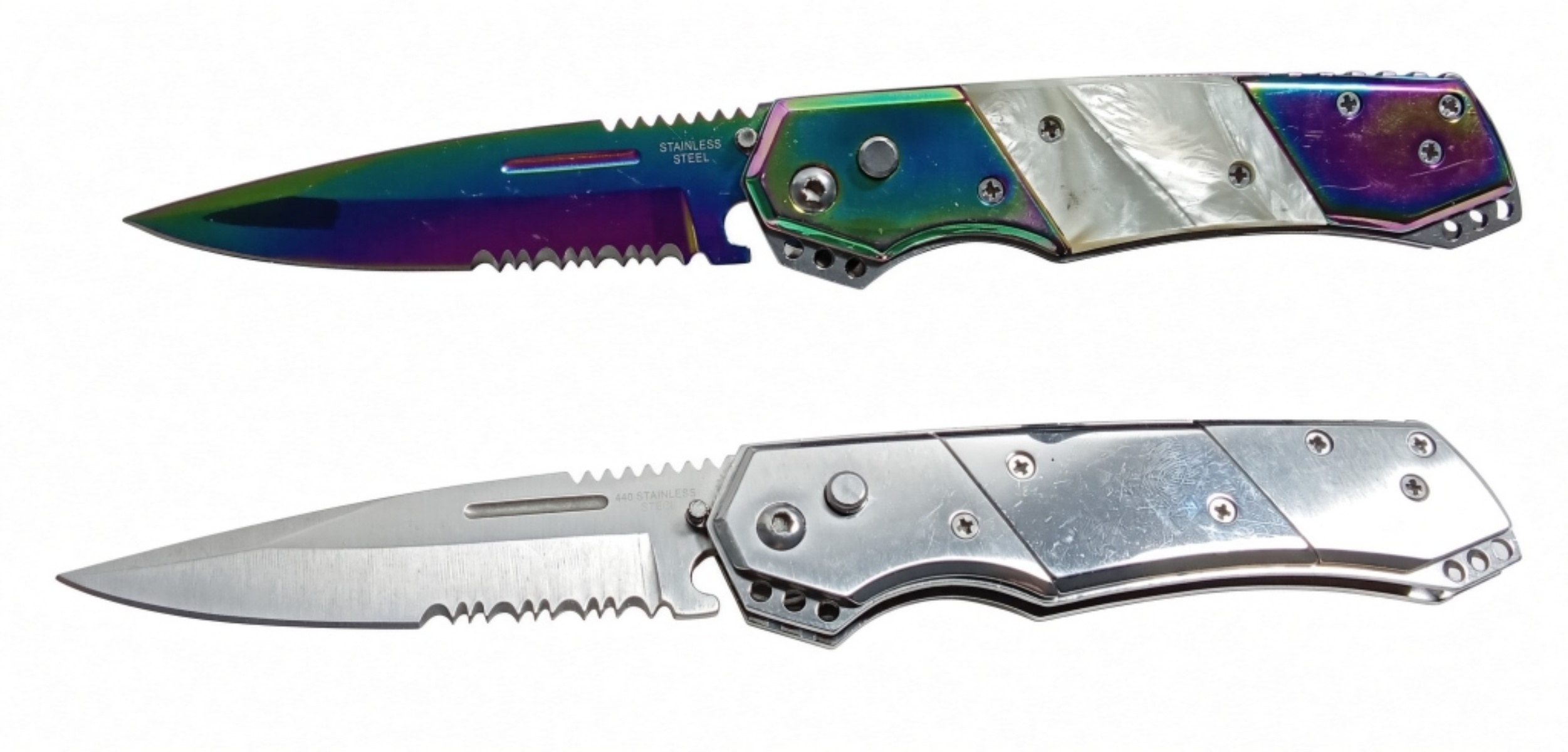 (2) Tactical Plunger Button-Lock Folding Knife