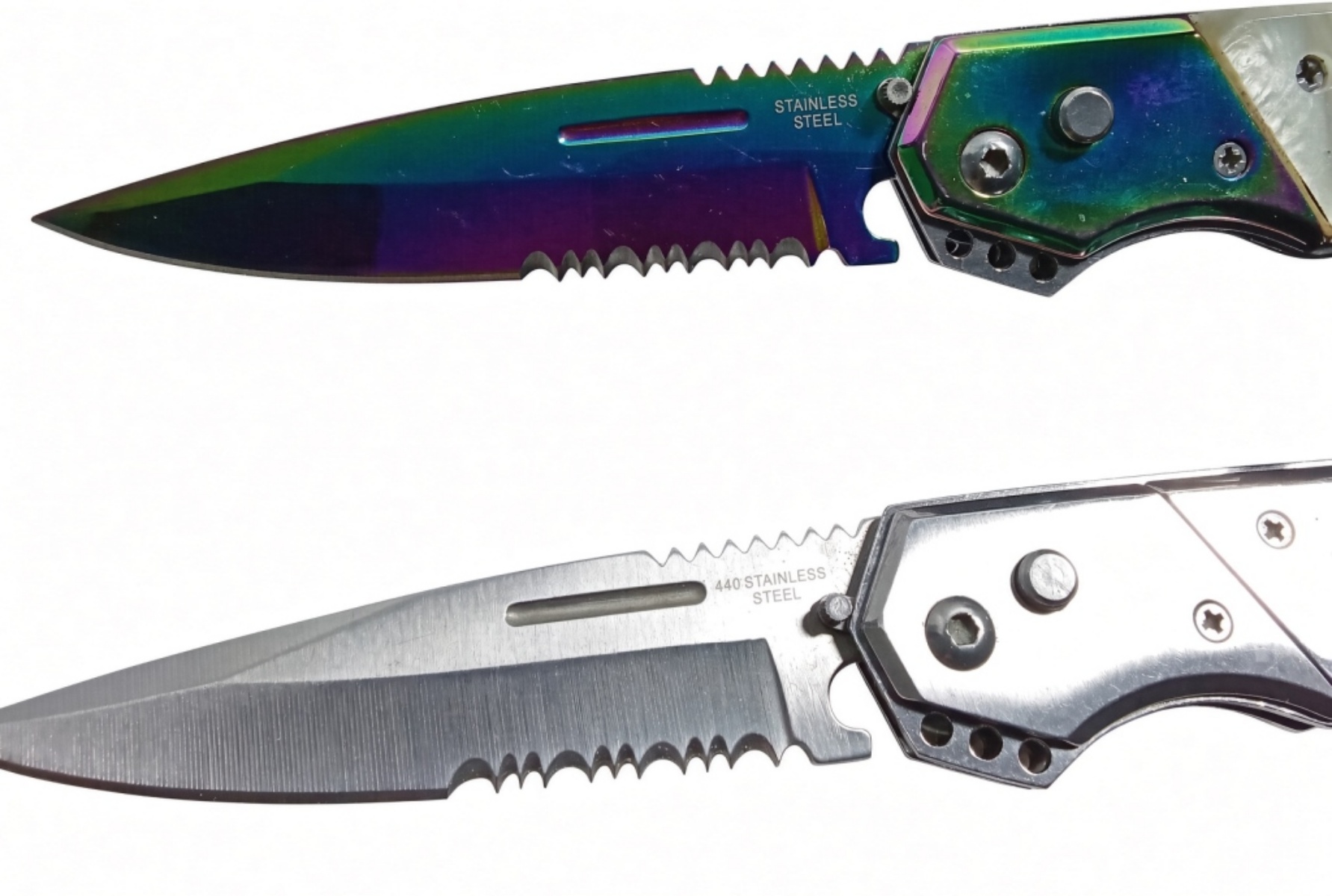 (2) Tactical Plunger Button-Lock Folding Knife