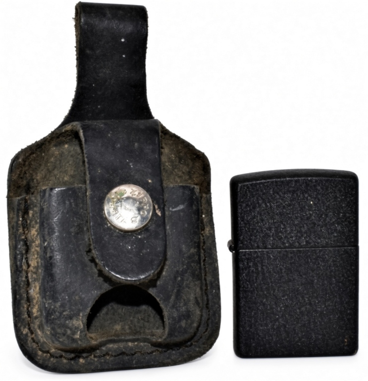 2014 Zippo Black Crackle with Leather Pouch