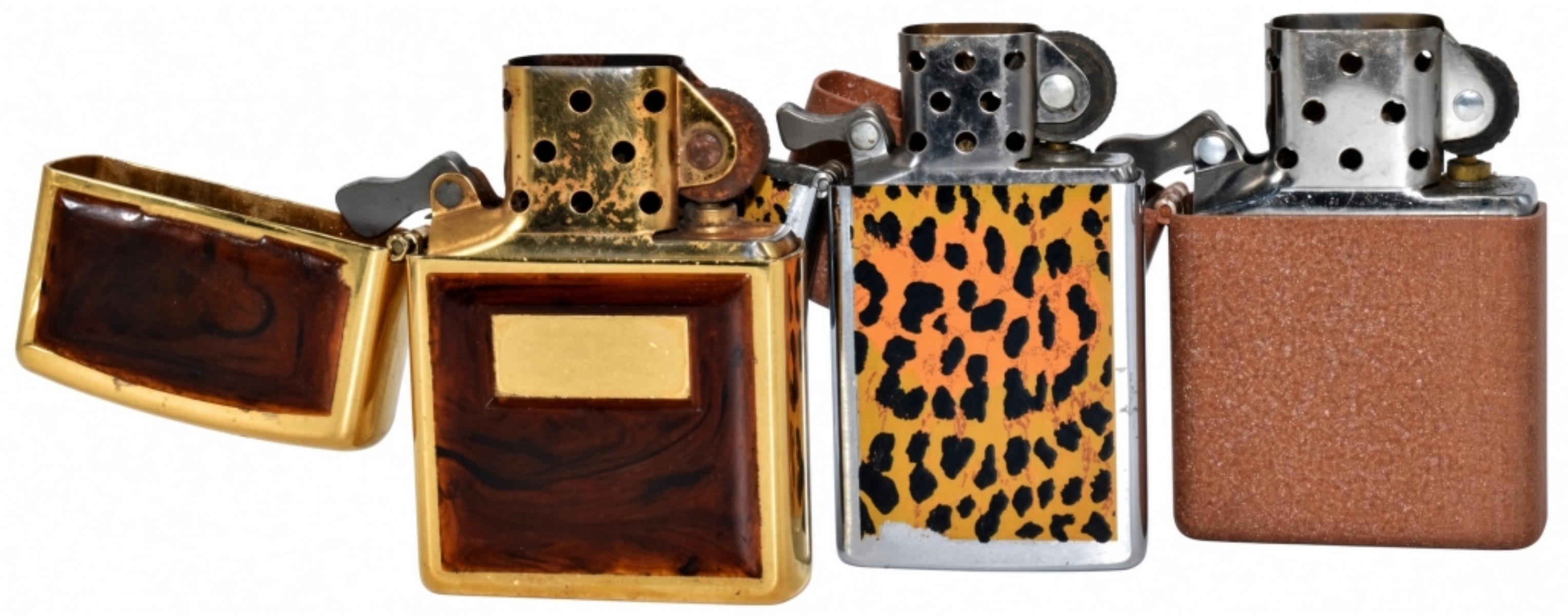Lot of 3 Zippo Lighters, High Polish Brass, Chrome