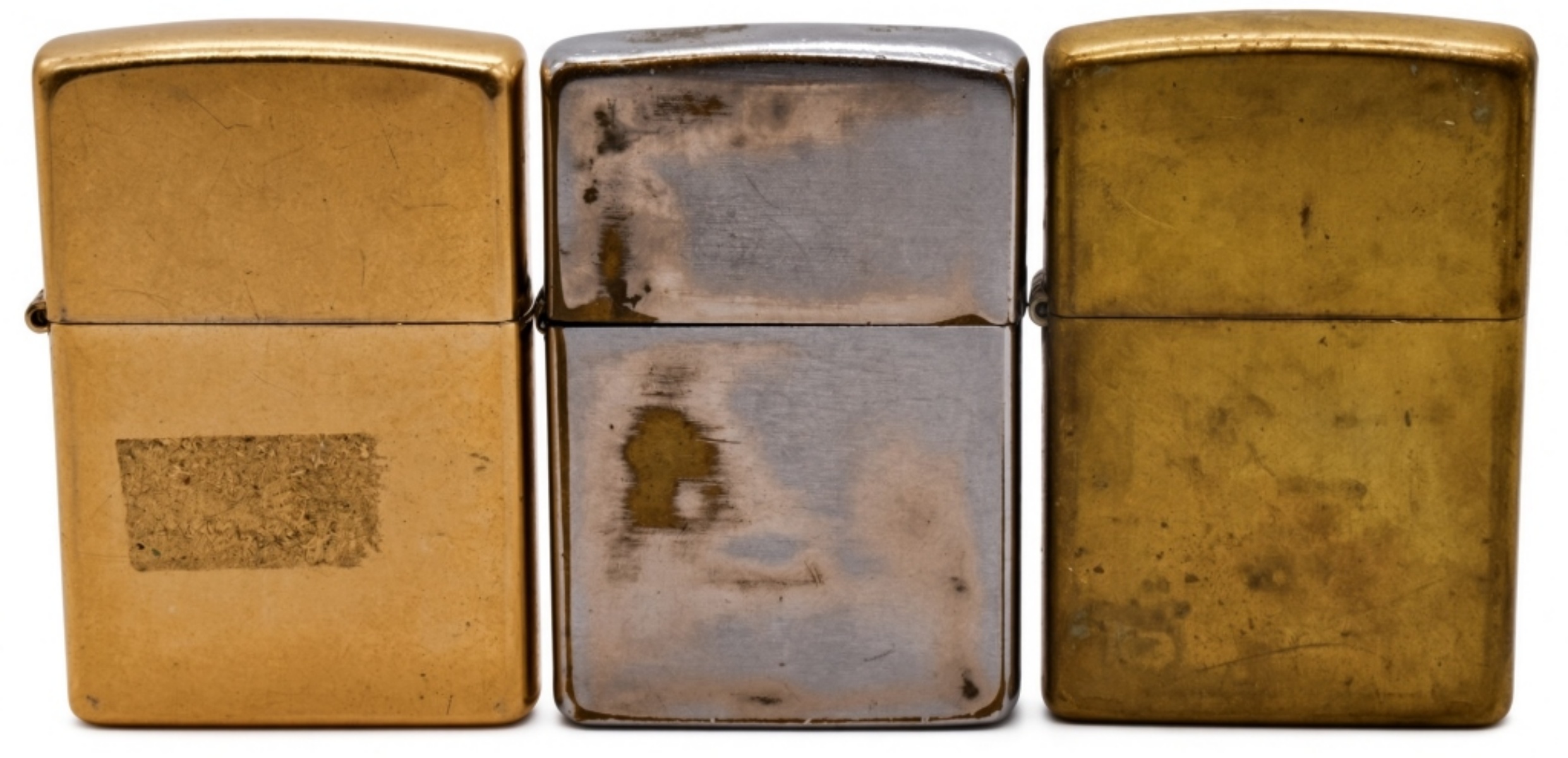 Zippo Lighter Set of 3, Brass and Chrome