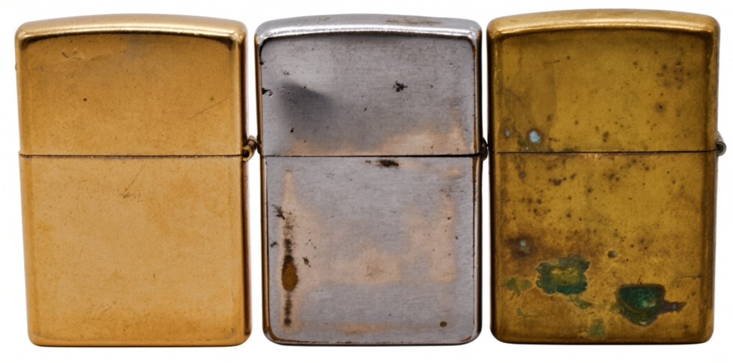 Zippo Lighter Set of 3, Brass and Chrome