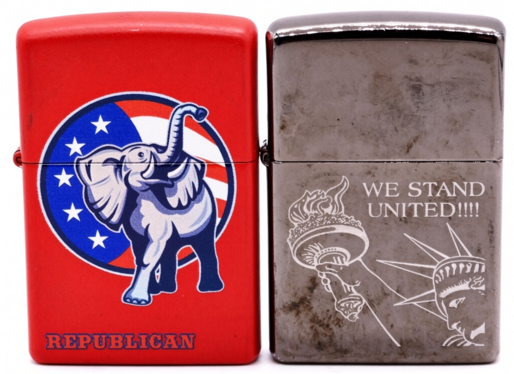 Zippo Lighter Pair, Republican & We Stand United