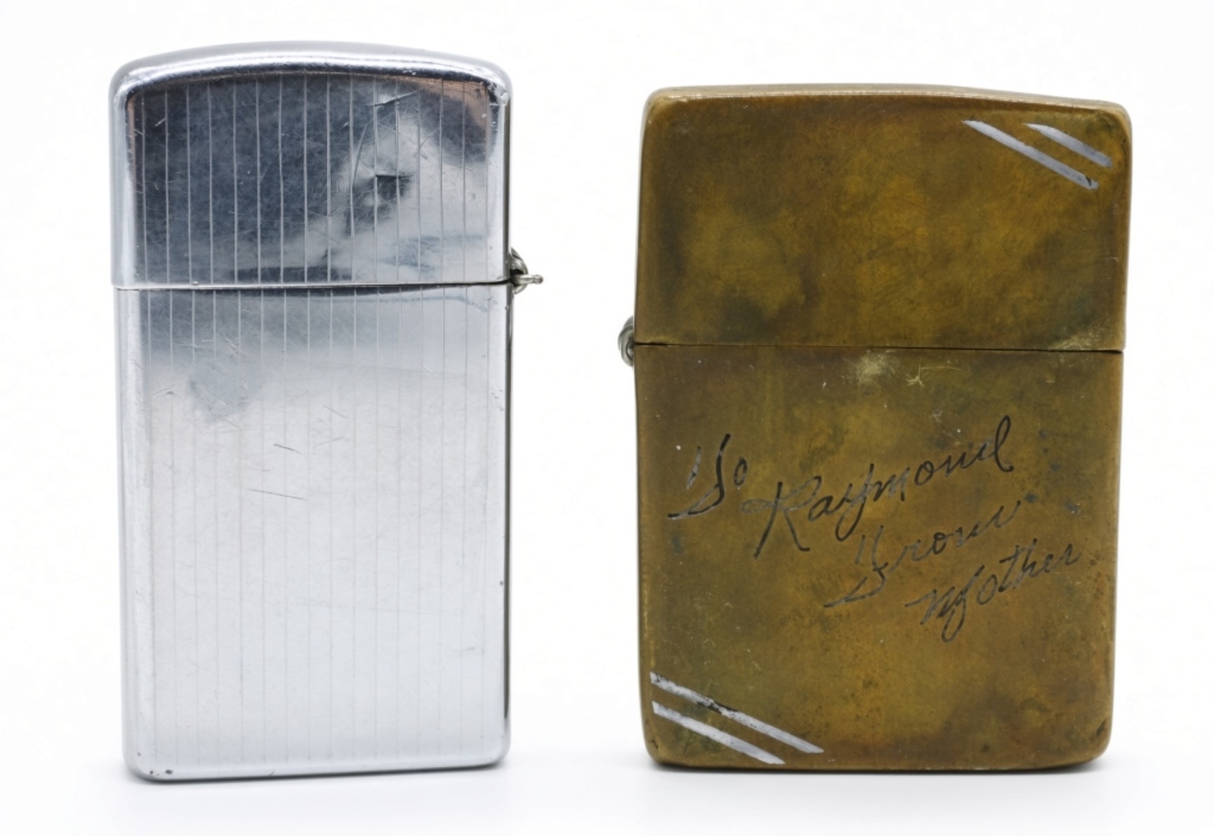 Zippo Slim Lighter & Brass Companion Lighter Lot