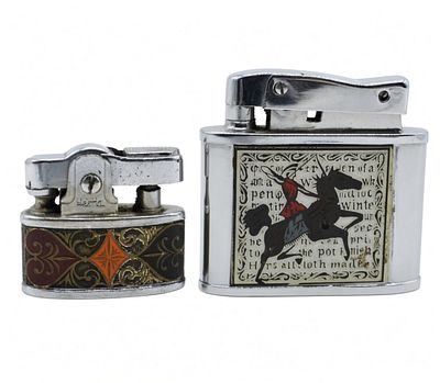 Vintage Lighters Lot - Horse & Scrollwork Design. Two vintage table lighters featuring 